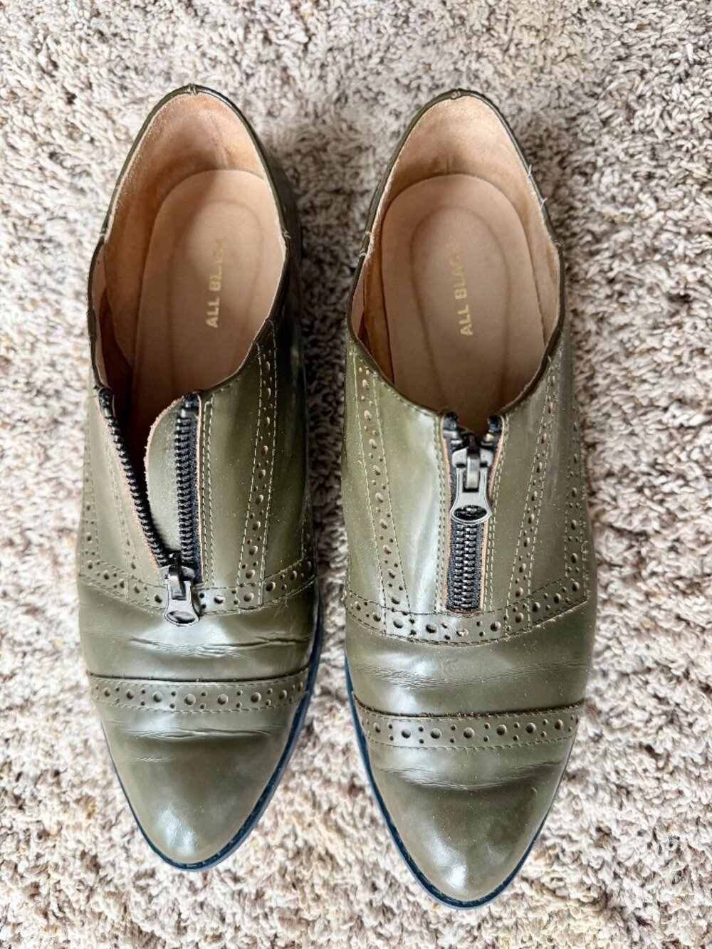 ALL BLACK Olive Zip Brogue Shoes – Size 40.5